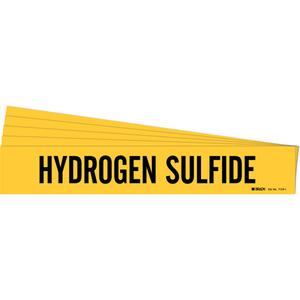"Hydrogen Sulfide" Pipe Marker - Vinyl, Black on Yellow, 2-1/2" - 7-7/8", 2-1/4", 14", 2", English, Self-Adhesive