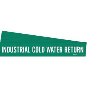 "Industrial Cold Water Return" Pipe Marker - Vinyl, White on Green, 8" - 20", 4", 24", 3-1/2", English, Self-Adhesive