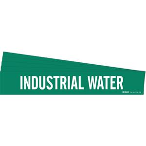 "Industrial Water" Pipe Marker - Vinyl, White on Green, 8" - 20", 4", 24", 3-1/2", English, Self-Adhesive
