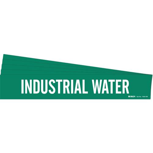 "Industrial Water" Pipe Marker - Vinyl, White on Green, 8" - 20", 4", 24", 3-1/2", English, Self-Adhesive