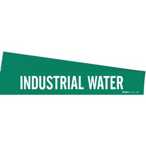 "Industrial Water" Pipe Marker - Vinyl, White on Green, 2-1/2" - 7-7/8", 2-1/4", 14", 2", English, Self-Adhesive