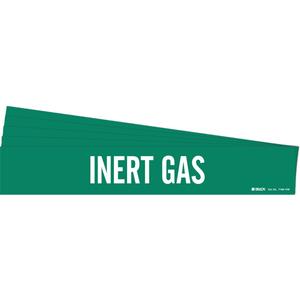 "Inert Gas" Pipe Marker - Vinyl, White on Green, 8" - 20", 4", 24", 3-1/2", English, Self-Adhesive