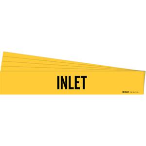 "Inlet" Pipe Marker - Vinyl, Black on Yellow, 2-1/2" - 7-7/8", 2-1/4", 14", 2", English, Self-Adhesive