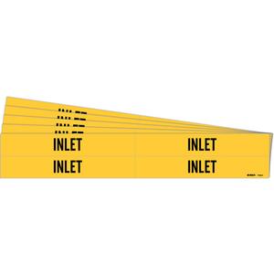 "Inlet" Pipe Markers - Vinyl, Black on Yellow, 3/4" - 2-3/8", 1-1/8", 7", 3/4", English, Self-Adhesive, 4