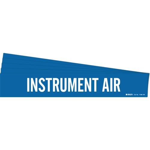 "Instrument Air" Pipe Marker - Vinyl, White on Blue, 8" - 20", 4", 24", 3-1/2", English, Self-Adhesive