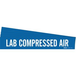 "Lab Compressed Air" Pipe Marker - Vinyl, White on Blue, 2-1/2" - 7-7/8", 2-1/4", 14", 2", English, Self-Adhesive