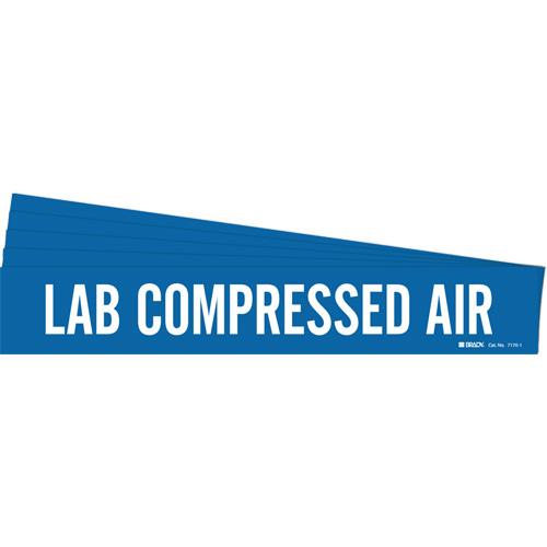 "Lab Compressed Air" Pipe Marker - Vinyl, White on Blue, 2-1/2" - 7-7/8", 2-1/4", 14", 2", English, Self-Adhesive