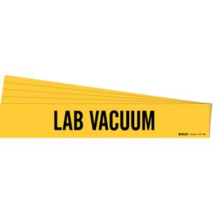 "Lab Vacuum" Pipe Marker - Vinyl, Black on Yellow, 8" - 20", 4", 24", 3-1/2", English, Self-Adhesive