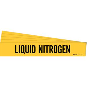 "Liquid Nitrogen" Pipe Marker - Vinyl, Black on Yellow, 2-1/2" - 7-7/8", 2-1/4", 14", 2", English, Self-Adhesive
