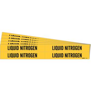 "Liquid Nitrogen" Pipe Markers - Vinyl, Black on Yellow, 3/4" - 2-3/8", 1-1/8", 7", 3/4", English, Self-Adhesive, 4