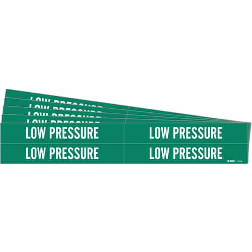 "Low Pressure" Pipe Markers - Vinyl, Black on Yellow, 3/4" - 2-3/8", 1-1/8", 7", 3/4", English, Self-Adhesive, 4