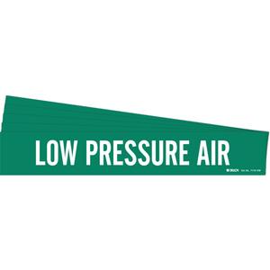 "Low Pressure Air" Pipe Marker - Vinyl, White on Green, 8" - 20", 4", 24", 3-1/2", English, Self-Adhesive