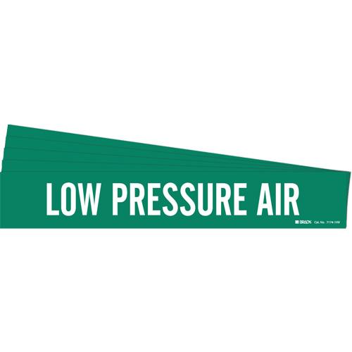 "Low Pressure Air" Pipe Marker - Vinyl, White on Green, 8" - 20", 4", 24", 3-1/2", English, Self-Adhesive
