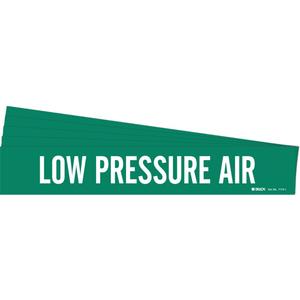 "Low Pressure Air" Pipe Marker - Vinyl, White on Green, 2-1/2" - 7-7/8", 2-1/4", 14", 2", English, Self-Adhesive