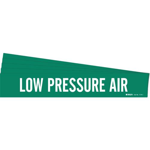 "Low Pressure Air" Pipe Marker - Vinyl, White on Green, 2-1/2" - 7-7/8", 2-1/4", 14", 2", English, Self-Adhesive