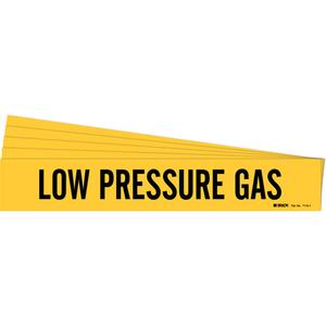 "Low Pressure Gas" Pipe Marker - Vinyl, Black on Yellow, 2-1/2" - 7-7/8", 2-1/4", 14", 2", English, Self-Adhesive