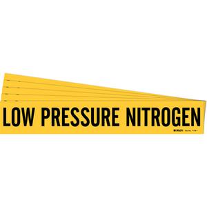 "Low Pressure Nitrogen" Pipe Marker - Vinyl, Black on Yellow, 2-1/2" - 7-7/8", 2-1/4", 14", 2", English, Self-Adhesive