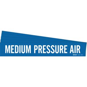 "Medium Pressure Air" Pipe Marker - Vinyl, White on Blue, 2-1/2" - 7-7/8", 2-1/4", 14", 2", English, Self-Adhesive