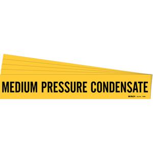 "Medium Pressure Condensate" Pipe Marker - Vinyl, Black on Yellow, 2-1/2" - 7-7/8", 2-1/4", 14", 2", English, Self-Adhesive