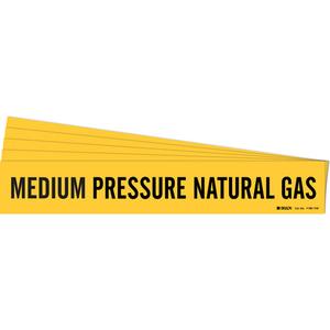 "Medium Pressure Natural Gas" Pipe Marker - Vinyl, Black on Yellow, 8" - 20", 4", 24", 3-1/2", English, Self-Adhesive