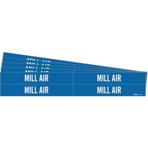 "Mill Air" Pipe Markers - Vinyl, White on Blue, 3/4" - 2-3/8", 1-1/8", 7", 3/4", English, Self-Adhesive, 4