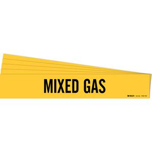 "Mixed Gas" Pipe Marker - Vinyl, Black on Yellow, 8" - 20", 4", 24", 3-1/2", English, Self-Adhesive