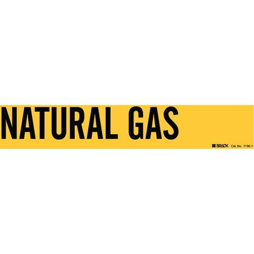 "Natural Gas" Pipe Marker - Vinyl, Black on Yellow, 2-1/2" - 7-7/8", 2-1/4", 14", 2", English, Self-Adhesive