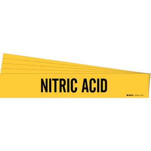 "Nitric Acid" Pipe Marker - Vinyl, Black on Yellow, 2-1/2" - 7-7/8", 2-1/4", 14", 2", English, Self-Adhesive