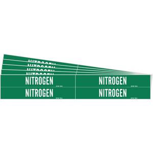 "Nitrogen" Pipe Markers - Vinyl, White on Green, 3/4" - 2-3/8", 1-1/8", 7", 3/4", English, Self-Adhesive, 4
