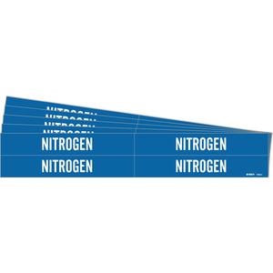 "Nitrogen" Pipe Markers - Vinyl, White on Blue, 3/4" - 2-3/8", 1-1/8", 7", 3/4", English, Self-Adhesive, 4