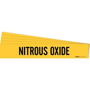 "Nitrous Oxide" Pipe Marker - Vinyl, Black on Yellow, 2-1/2" - 7-7/8", 2-1/4", 14", 2", English, Self-Adhesive