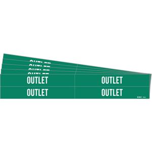 "Outler" Pipe Markers - Vinyl, White on Green, 3/4" - 2-3/8", 1-1/8", 7", 3/4", English, Self-Adhesive, 4