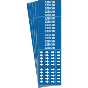 "Outside Air" Pipe Markers - Vinyl, White on Blue, 0" - 3/4", 2-1/4", 2-3/4", 1/2", English, Self-Adhesive, 3