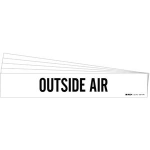 "Outside Air" Pipe Markers - Vinyl, Black on White, 8"+, 4", 24", English, Self-Adhesive, 12" W