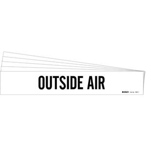 "Outside Air" Pipe Marker - Vinyl, Black on White, 2-1/2" - 7-7/8", 2-1/4", 14", 2", English, Self-Adhesive