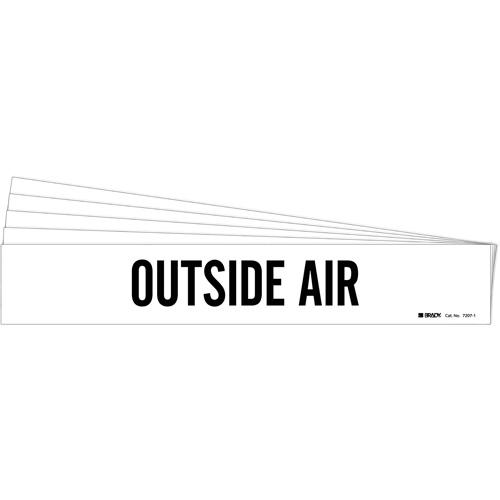 "Outside Air" Pipe Marker - Vinyl, Black on White, 2-1/2" - 7-7/8", 2-1/4", 14", 2", English, Self-Adhesive