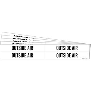"Outside Air" Pipe Markers - Vinyl, Black on White, 3/4" - 2-3/8", 1-1/8", 7", 3/4", English, Self-Adhesive, 4
