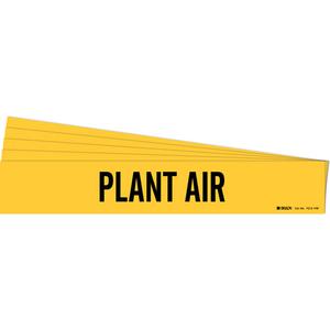 "Plant Air" Pipe Marker - Vinyl, Black on Yellow, 8" - 20", 4", 24", 3-1/2", English, Self-Adhesive