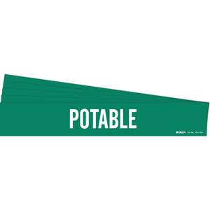 "Potable" Pipe Marker - Vinyl, White on Green, 8" - 20", 4", 24", 3-1/2", English, Self-Adhesive
