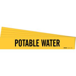 "Potable Water" Pipe Marker - Vinyl, Black on Yellow, 2-1/2" - 7-7/8", 2-1/4", 14", 2", English, Self-Adhesive