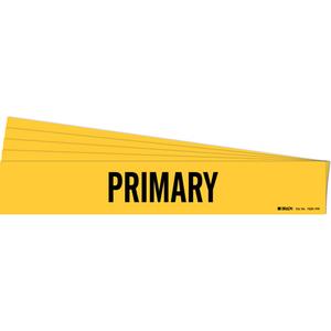 "Primary" Pipe Marker - Vinyl, Black on Yellow, 8" - 20", 4", 24", 3-1/2", English, Self-Adhesive