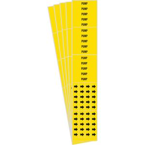 "Pump" Pipe Markers - Vinyl, Black on Yellow, 0" - 3/4", 2-1/4", 2-3/4", 1/2", English, Self-Adhesive, 3