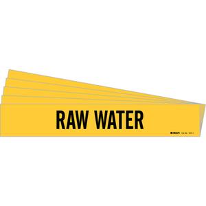 "Raw Water" Pipe Marker - Vinyl, Black on Yellow, 2-1/2" - 7-7/8", 2-1/4", 14", 2", English, Self-Adhesive