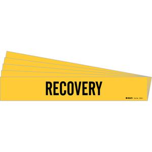 "Recovery" Pipe Marker - Vinyl, Black on Yellow, 2-1/2" - 7-7/8", 2-1/4", 14", 2", English, Self-Adhesive