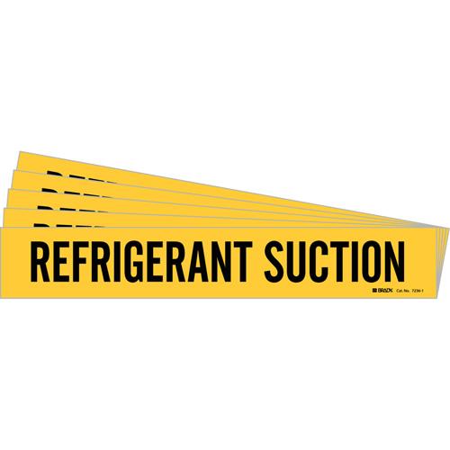 "Refrigerant Suction" Pipe Marker - Vinyl, Black on Yellow, 3/4" - 2-3/8", 1-1/8", 7", 3/4", English, Self-Adhesive