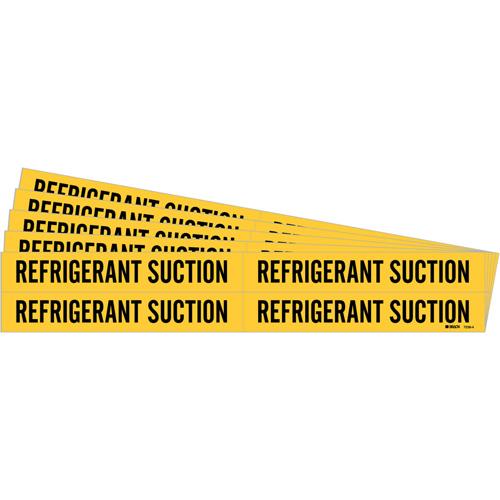 "Refrigerant Suction" Pipe Markers - Vinyl, Black on Yellow, 3/4" - 2-3/8", 1-1/8", 7", 3/4", English, Self-Adhesive, 4