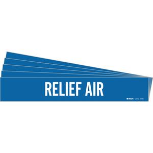 "Relief" Pipe Marker - Vinyl, White on Blue, 2-1/2" - 7-7/8", 2-1/4", 14", 2", English, Self-Adhesive