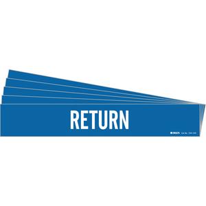 "Return" Pipe Marker - Vinyl, White on Blue, 8" - 20", 4", 24", 3-1/2", English, Self-Adhesive