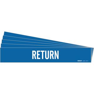 "Return" Pipe Marker - Vinyl, White on Blue, 2-1/2" - 7-7/8", 2-1/4", 14", 2", English, Self-Adhesive