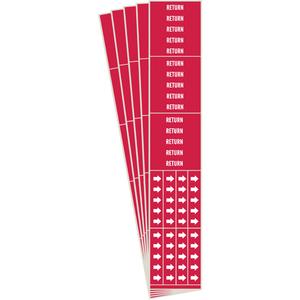 "Return" Pipe Markers - Vinyl, White on Red, 0" - 3/4", 2-1/4", 2-3/4", 1/2", English, Self-Adhesive, 3